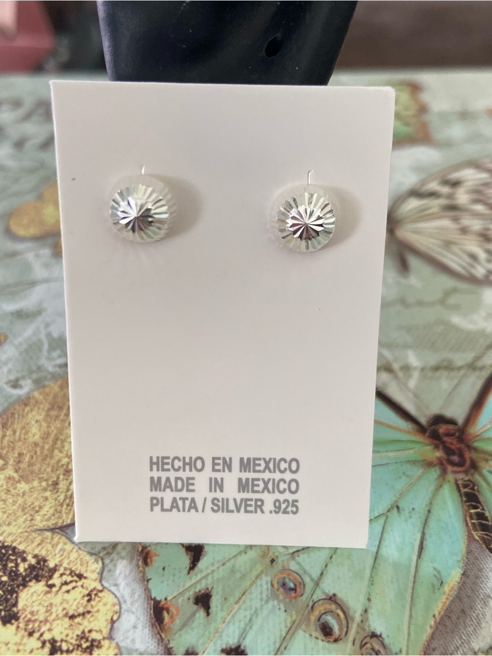 Sterling Silver 926 half ball Disc Stud Earrings - Silver